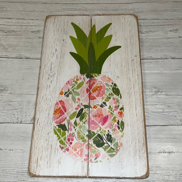 The Spring Shop Wall Decor Wood Pineapple Pink Green Farmhouse